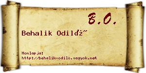 Behalik Odiló névjegykártya